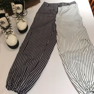 Black + White Pinstripe Cargos